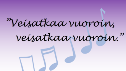 nuotteja ja teksti "Veisatkaa vuoroin"