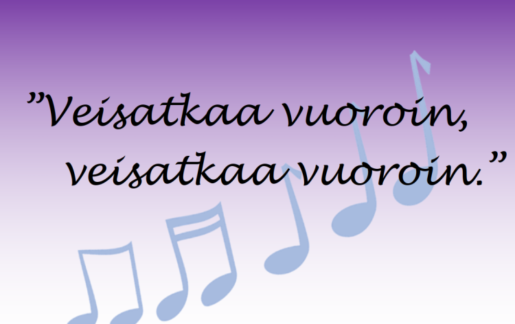 nuotteja ja teksti "Veisatkaa vuoroin"